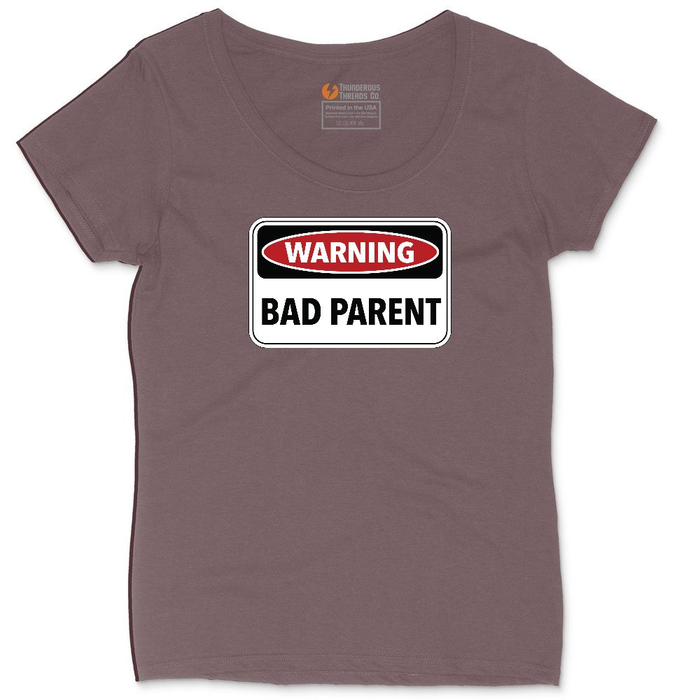 Warning Bad Parent Ladies Curvy Tee - Sangria Blackout