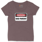 Warning Bad Parent Ladies Curvy Tee - Sangria Blackout