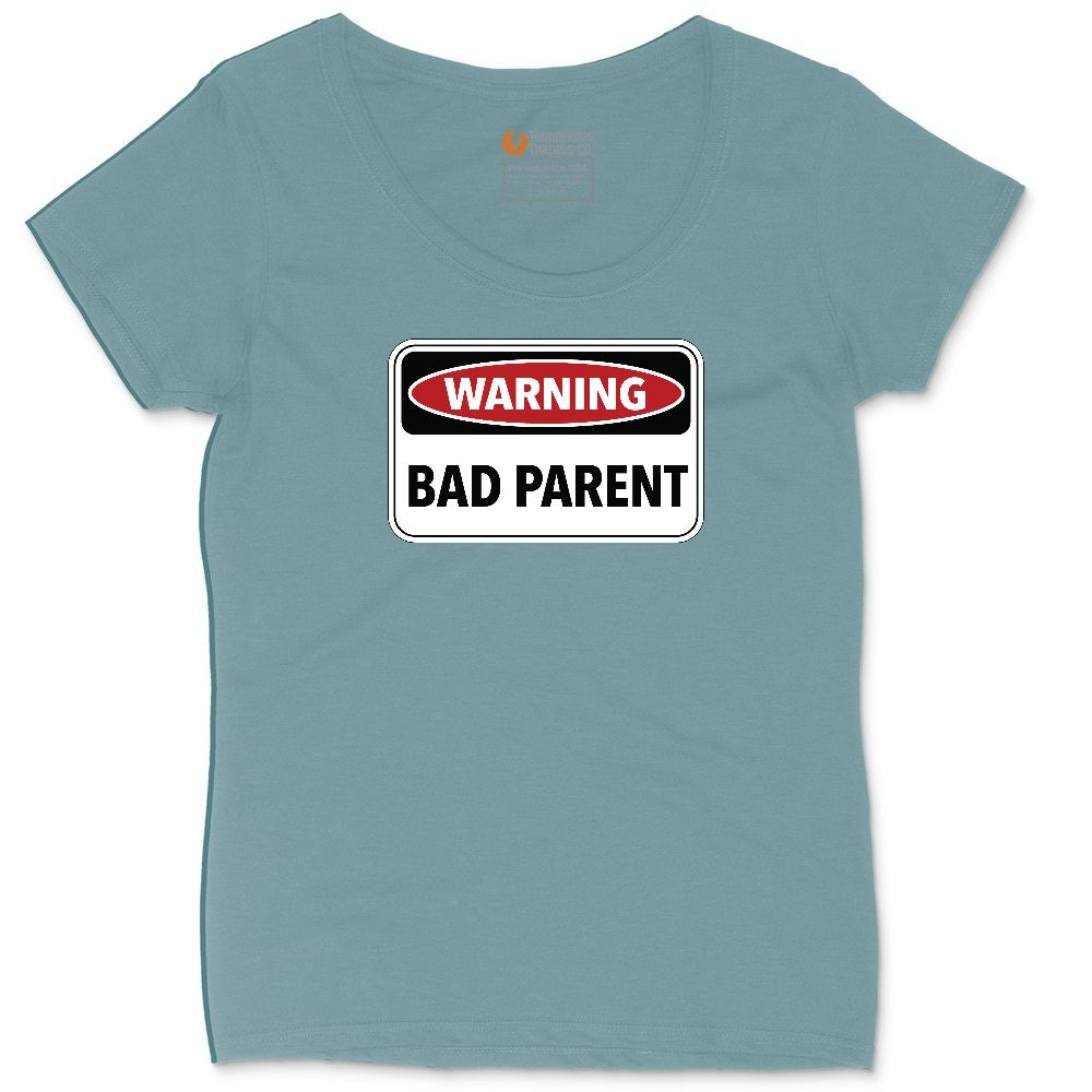 Warning Bad Parent Ladies Curvy Tee - Surf Blackout