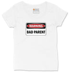 Warning Bad Parent Ladies Curvy Tee - White