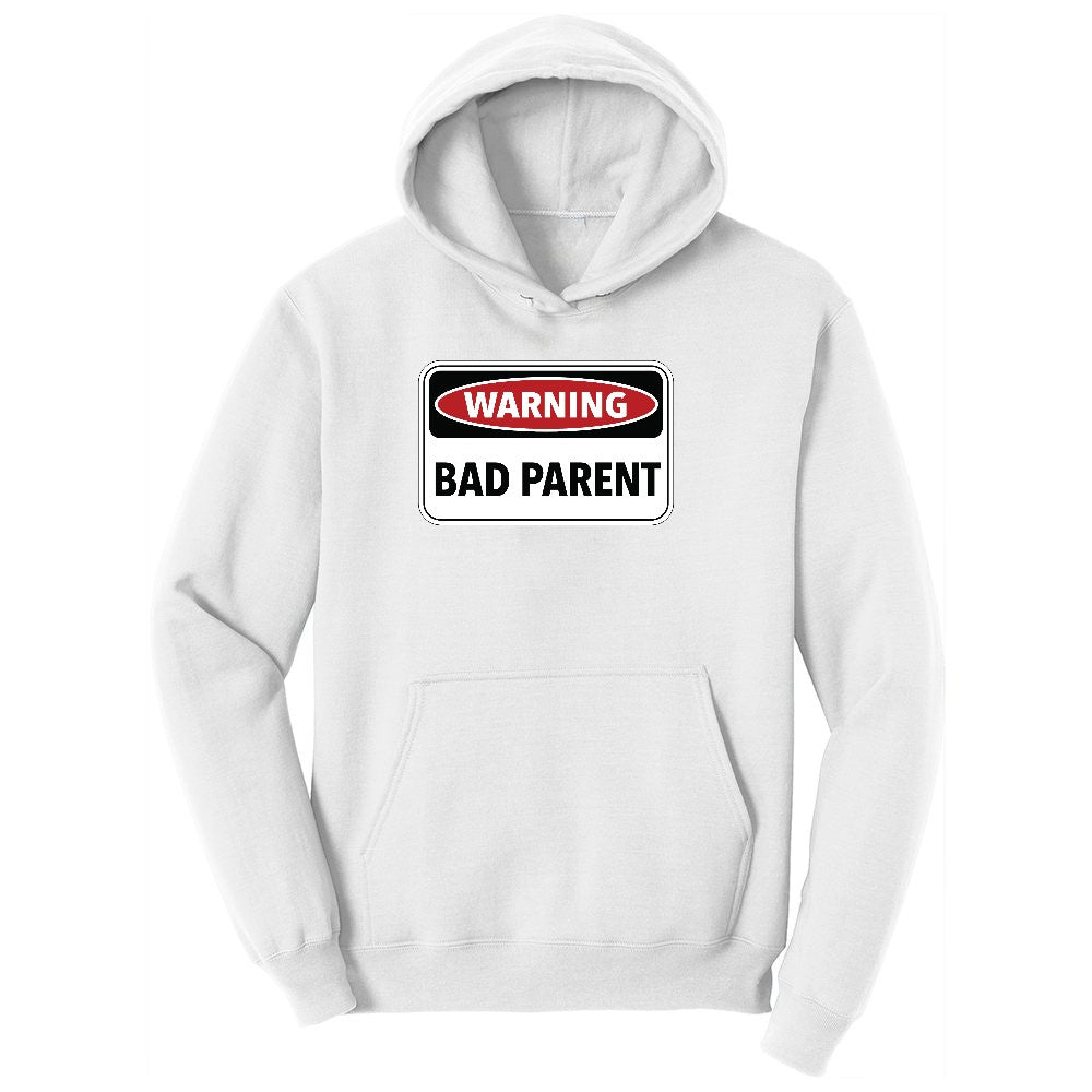 Warning Bad Parent Ladies Hoodie - White