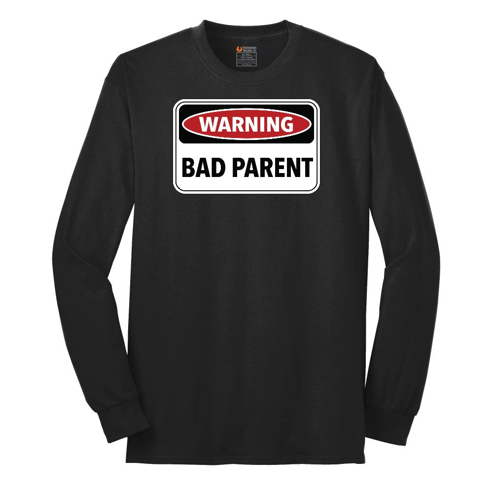 Warning Bad Parent Long Sleeve Tee - Jet Black