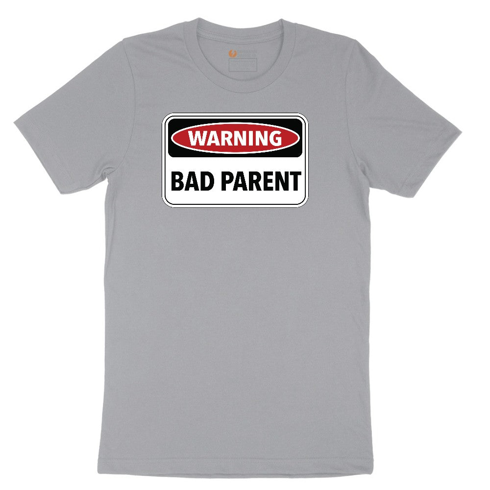 Warning Bad Parent - Mens & Ladies T-Shirt Short Sleeve Tee - Athletic Heather Grey