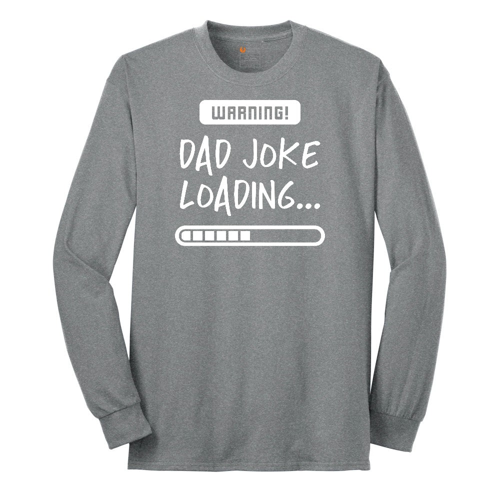 Warning Dad Joke Loading Long Sleeve Tee - Athletic Grey