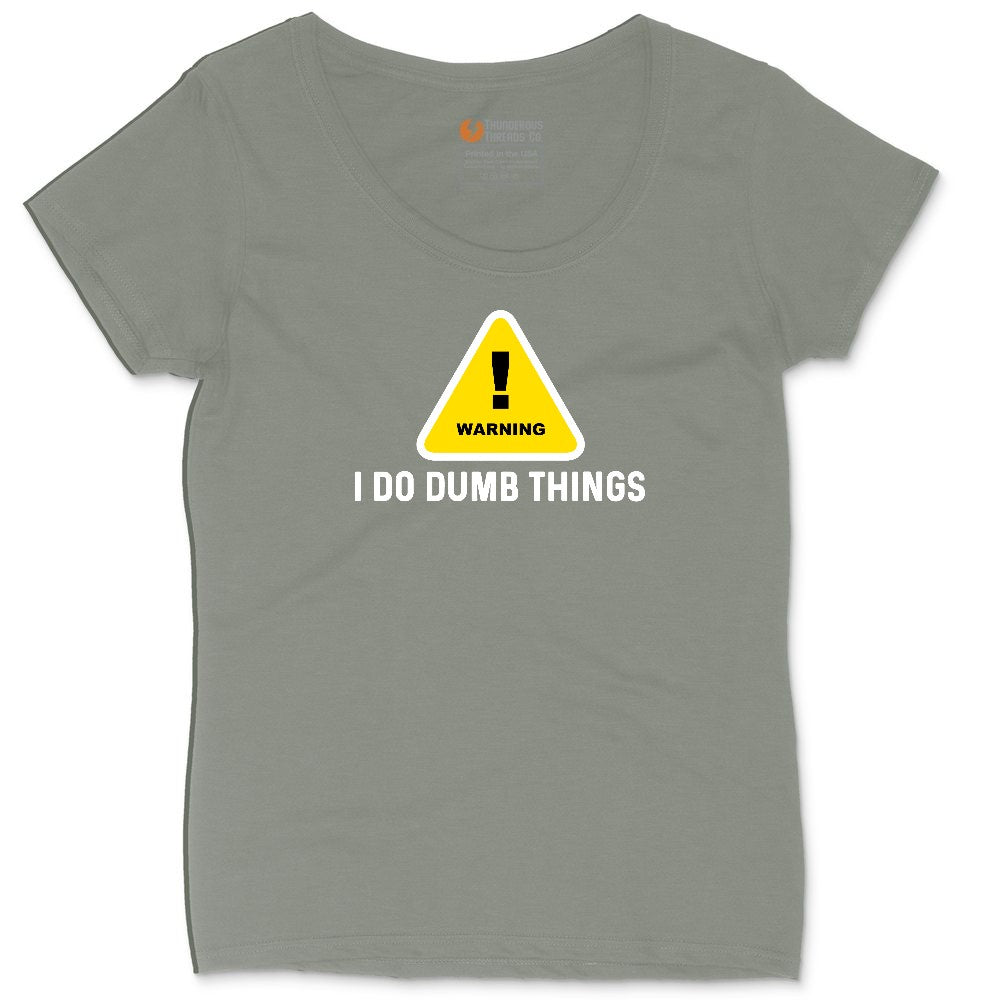 Warning I Do Dumb Things Ladies Curvy Tee - Bamboo Blackout