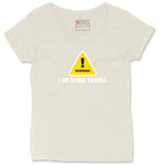 Warning I Do Dumb Things Ladies Curvy Tee - Natural Heather