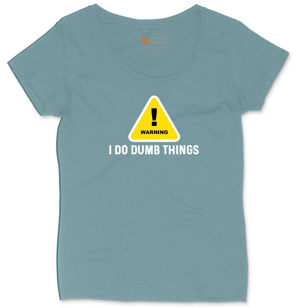 Warning I Do Dumb Things Ladies Curvy Tee - Surf Blackout