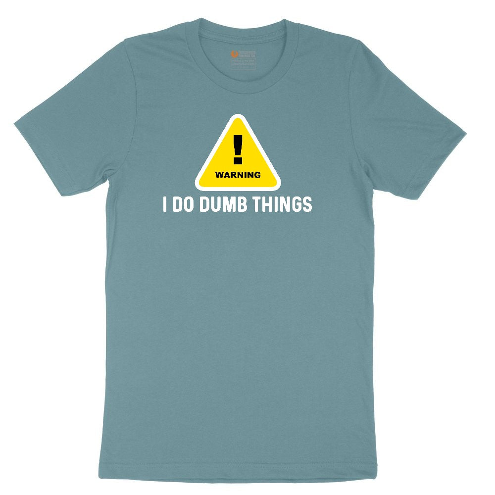 Warning I Do Dumb Things Ladies Short Sleeve Tee - Surf Blackout