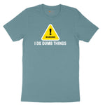 Warning I Do Dumb Things Ladies Short Sleeve Tee - Surf Blackout