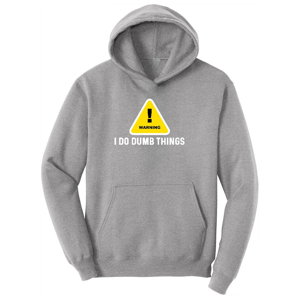 Warning I Do Dumb Things Toddler Hoodie - Athletic Heather