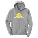 Warning I Do Dumb Things Youth Hoodie - Athletic Heather
