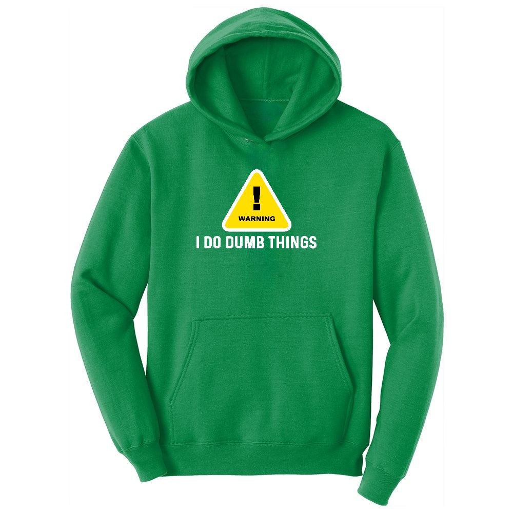 Warning I Do Dumb Things Youth Hoodie - Kelly Green