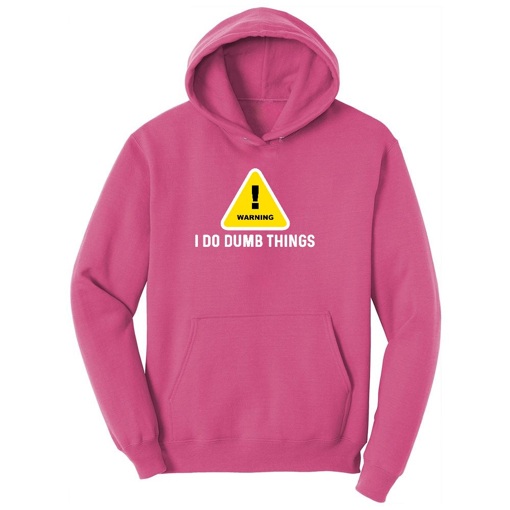 Warning I Do Dumb Things Youth Hoodie - Sangria