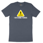 Warning I Do Dumb Things Youth Short Sleeve Tee - Heather Navy