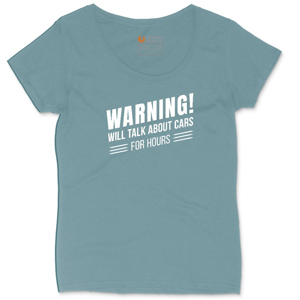 Warning Will Talk About Cars for Hours Ladies Curvy Tee - Surf Blackout