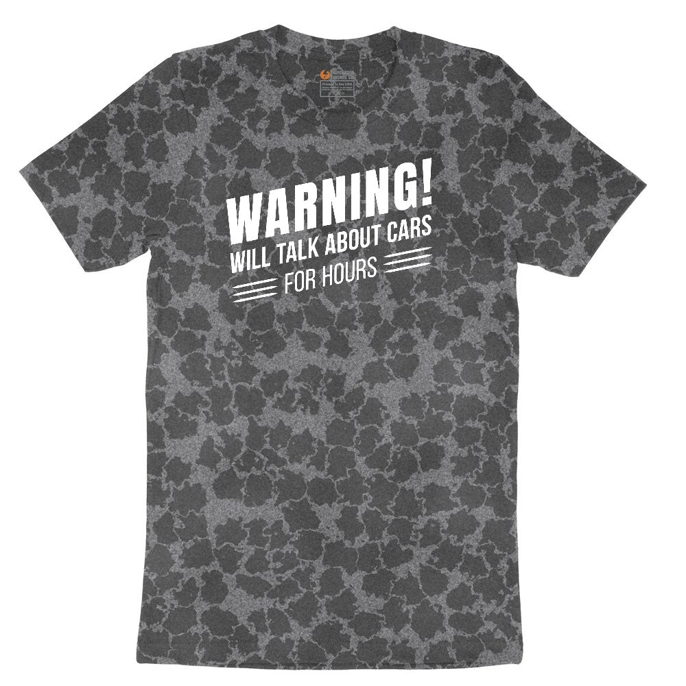 Warning Will Talk About Cars for Hours Ladies Short Sleeve Tee - Black Leopard