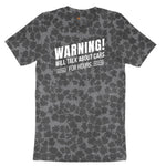 Warning Will Talk About Cars for Hours Ladies Short Sleeve Tee - Black Leopard