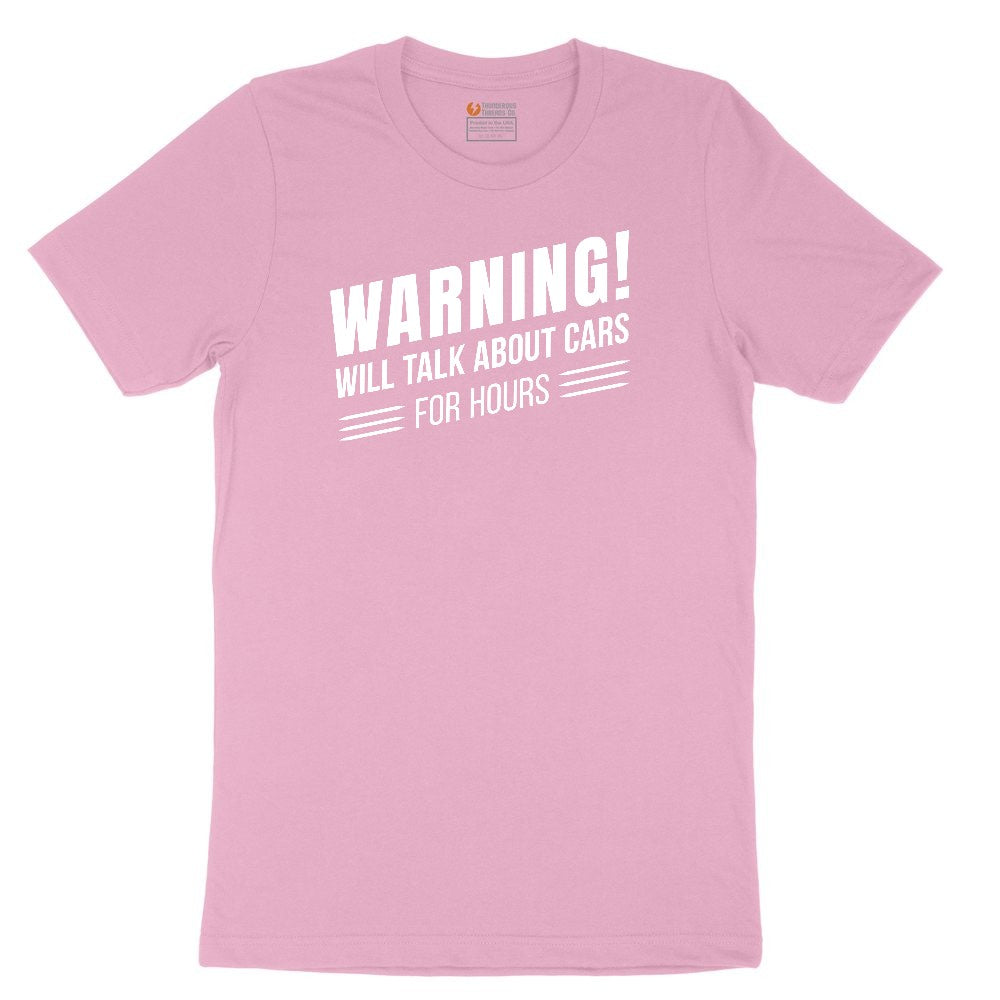 Warning Will Talk About Cars for Hours Toddler Short Sleeve Tee - Candy Pink