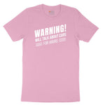 Warning Will Talk About Cars for Hours Youth Short Sleeve Tee - Candy Pink