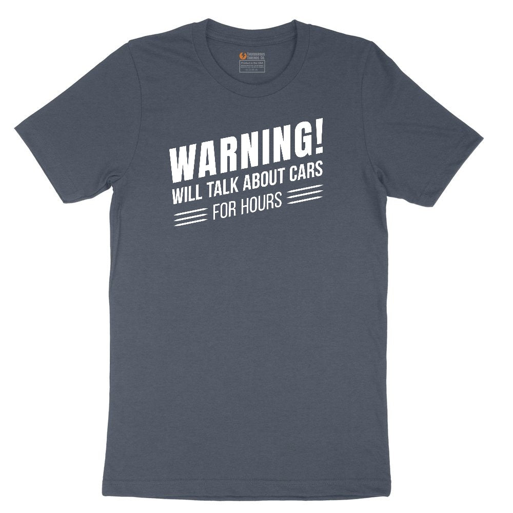 Warning Will Talk About Cars for Hours Youth Short Sleeve Tee - Heather Navy