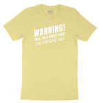 Warning Will Talk About Cars for Hours Youth Short Sleeve Tee - Yellow