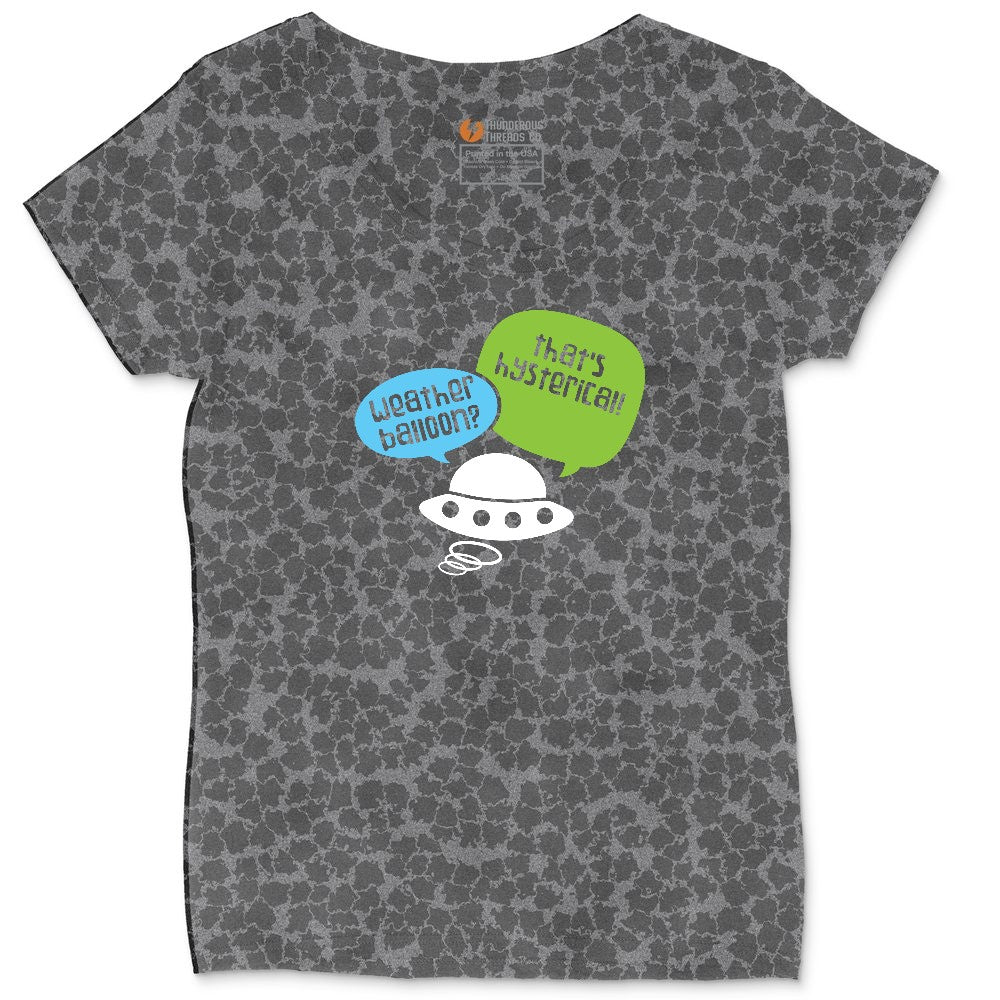 Weather Balloon Thats Hysterical Ladies Curvy Tee - Black Leopard
