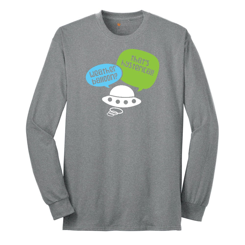 Weather Balloon Thats Hysterical Long Sleeve Tee - Athletic Grey