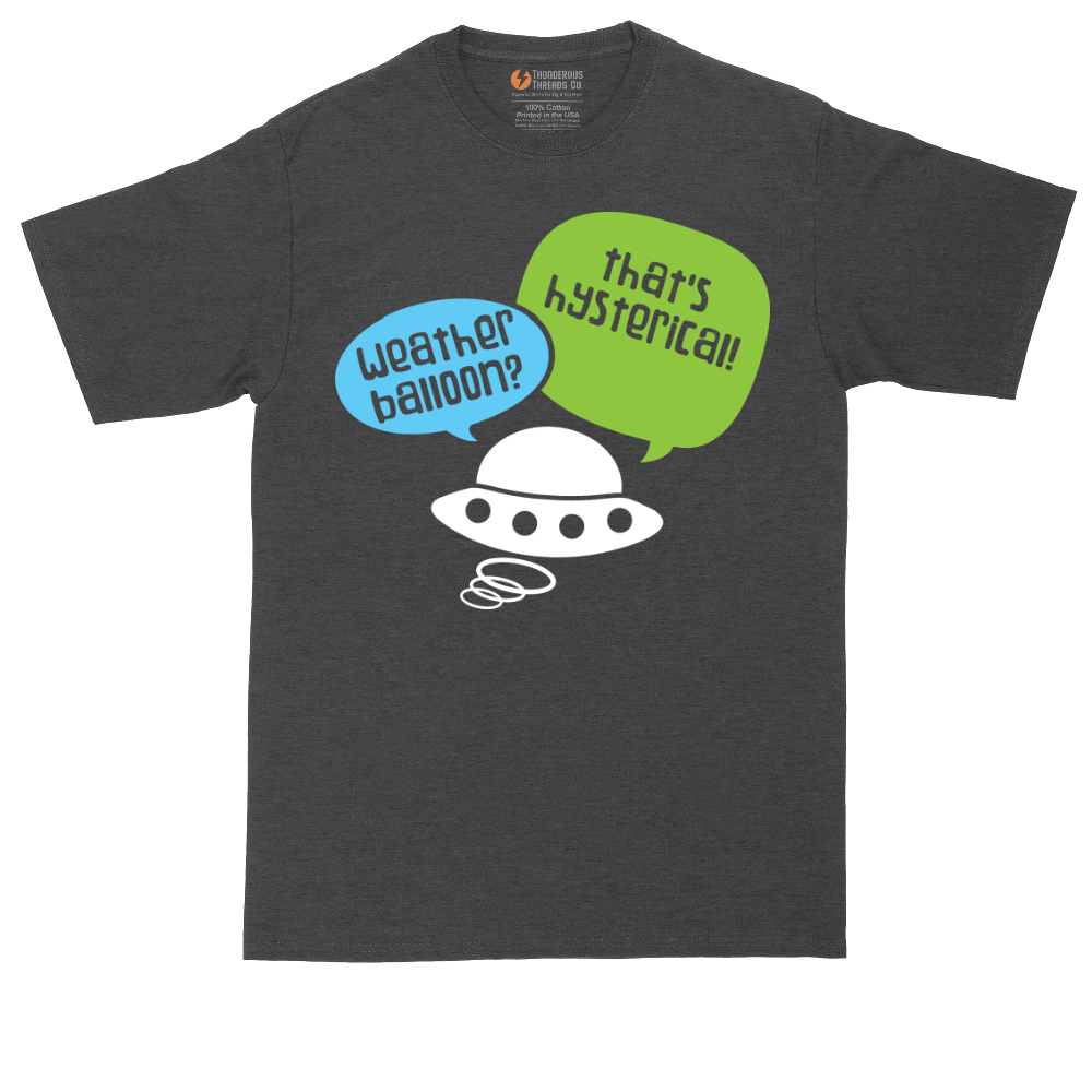 Weather Balloon Thats Hysterical tall t-shirt for men in Dark Heather Grey