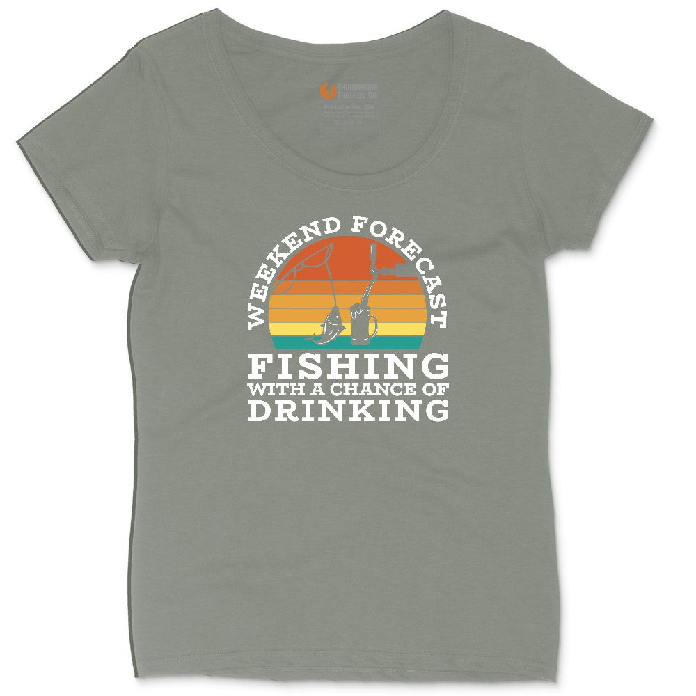 Weekend Forecast Fishing with a Chance of Drinking Ladies Curvy Tee - Bamboo Blackout
