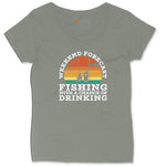 Weekend Forecast Fishing with a Chance of Drinking Ladies Curvy Tee - Bamboo Blackout