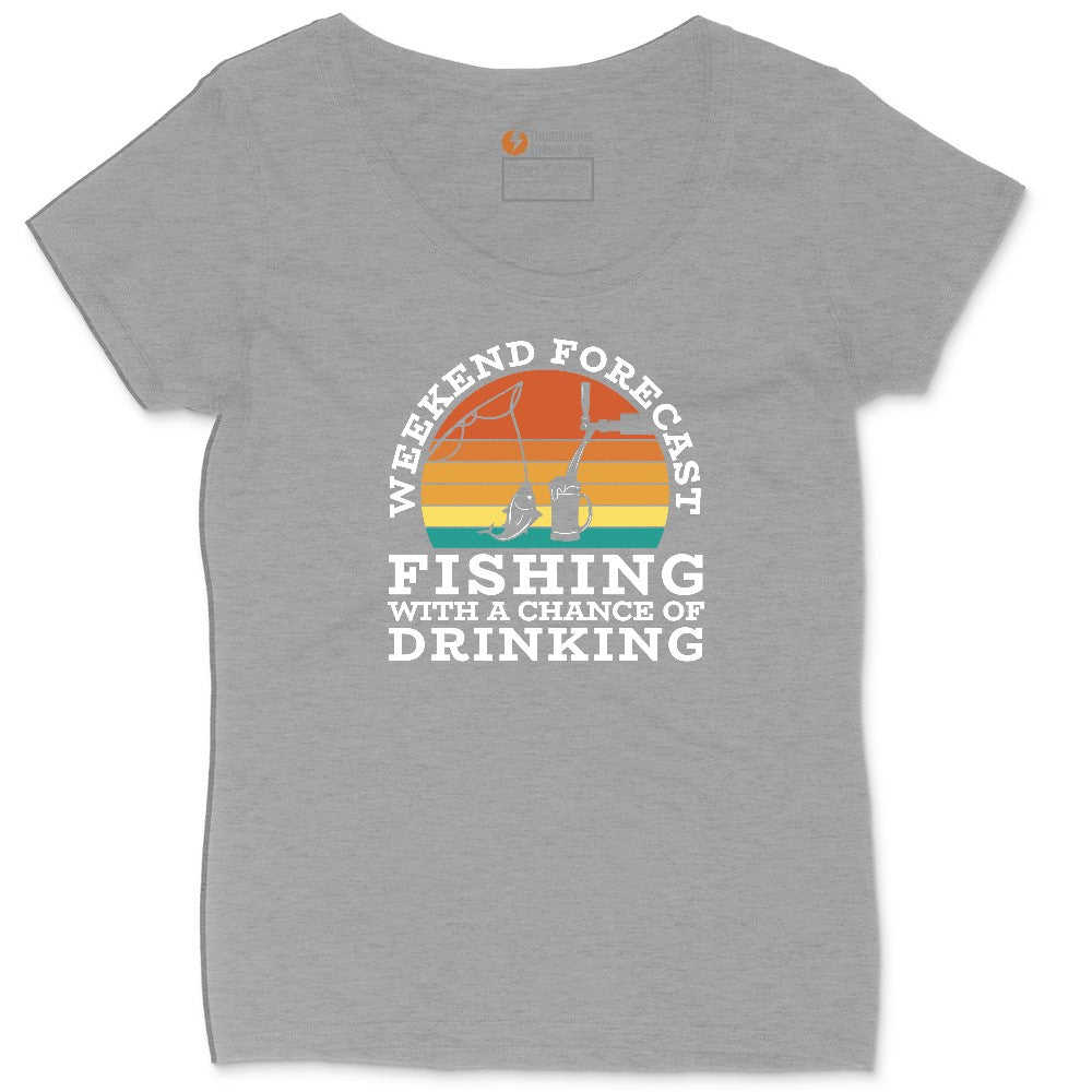 Weekend Forecast Fishing with a Chance of Drinking Ladies Curvy Tee - Granite Heather