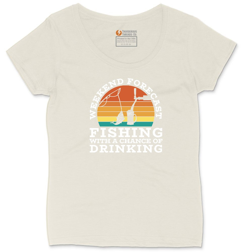 Weekend Forecast Fishing with a Chance of Drinking Ladies Curvy Tee - Natural Heather