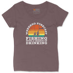 Weekend Forecast Fishing with a Chance of Drinking Ladies Curvy Tee - Sangria Blackout