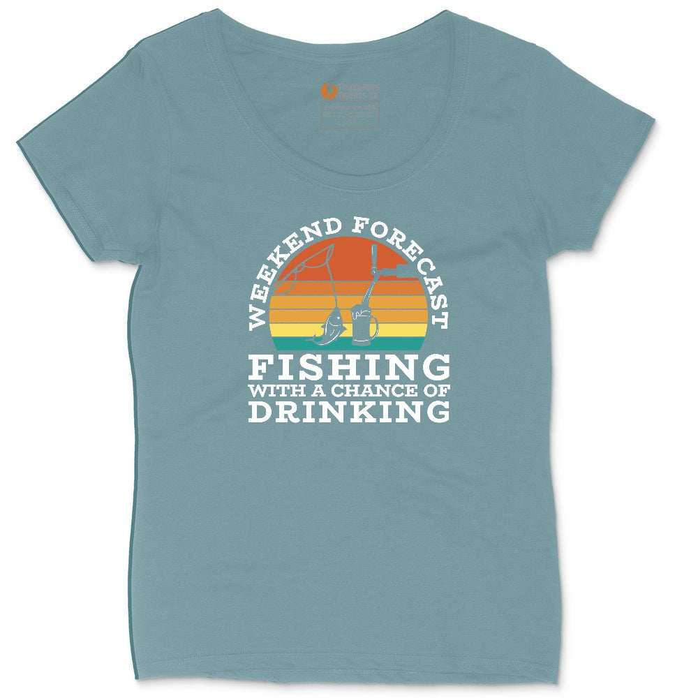 Weekend Forecast Fishing with a Chance of Drinking Ladies Curvy Tee - Surf Blackout