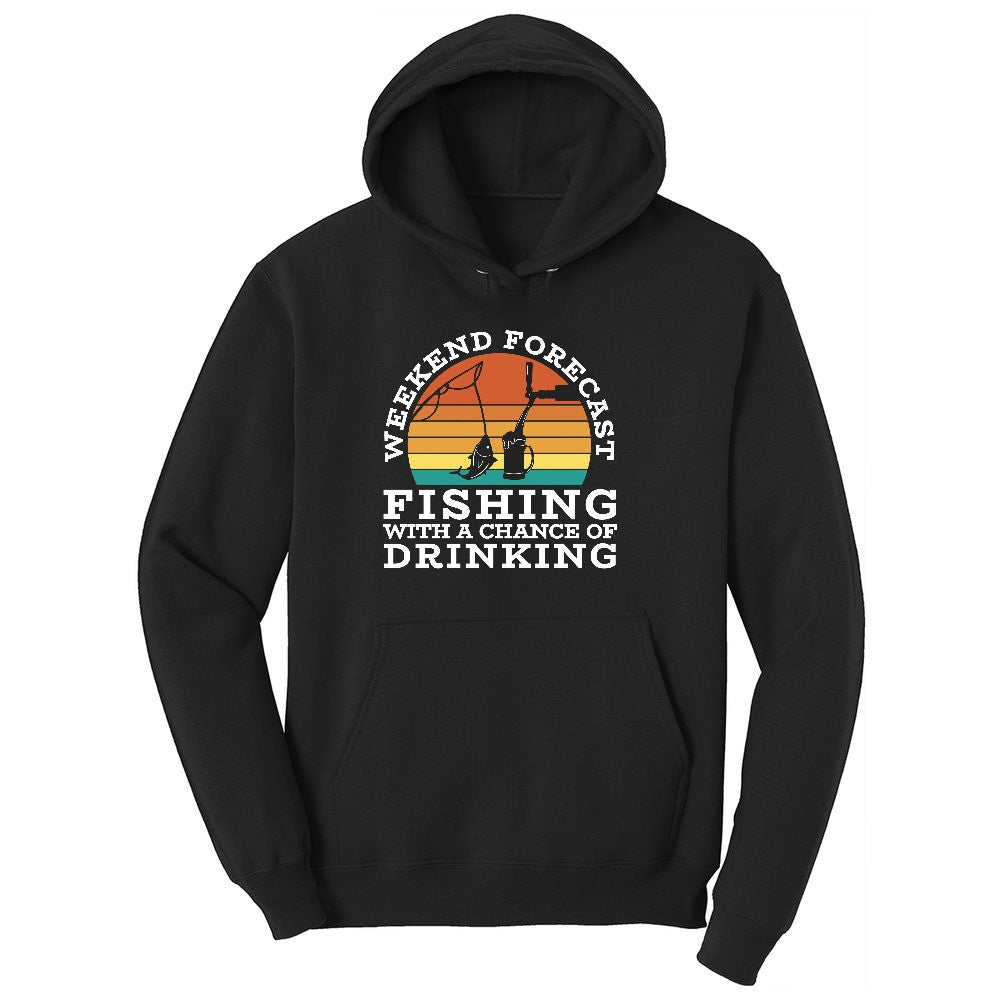 Weekend Forecast Fishing with a Chance of Drinking Ladies Hoodie - Jet Black