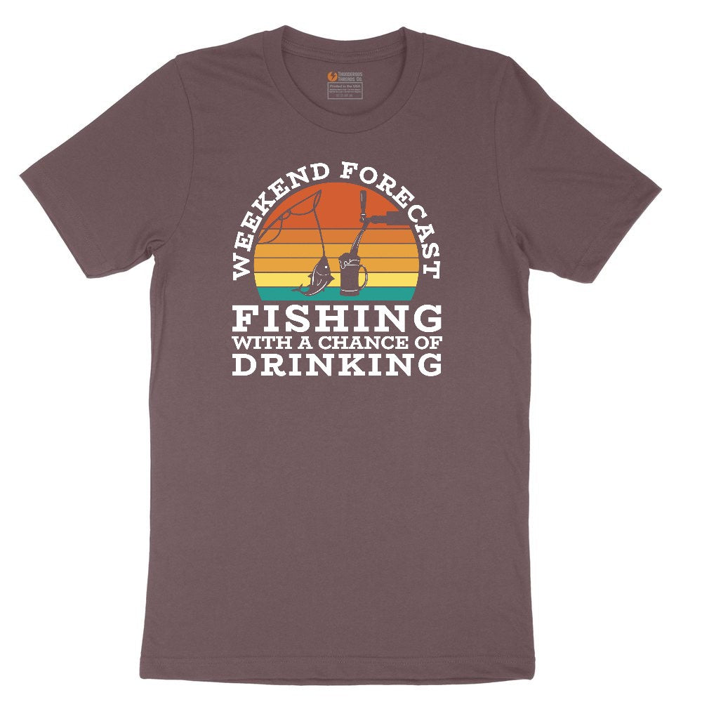 Weekend Forecast Fishing with a Chance of Drinking Ladies Short Sleeve Tee - Sangria Blackout
