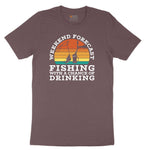 Weekend Forecast Fishing with a Chance of Drinking Ladies Short Sleeve Tee - Sangria Blackout
