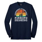 Weekend Forecast Fishing with a Chance of Drinking Long Sleeve Tee - Navy