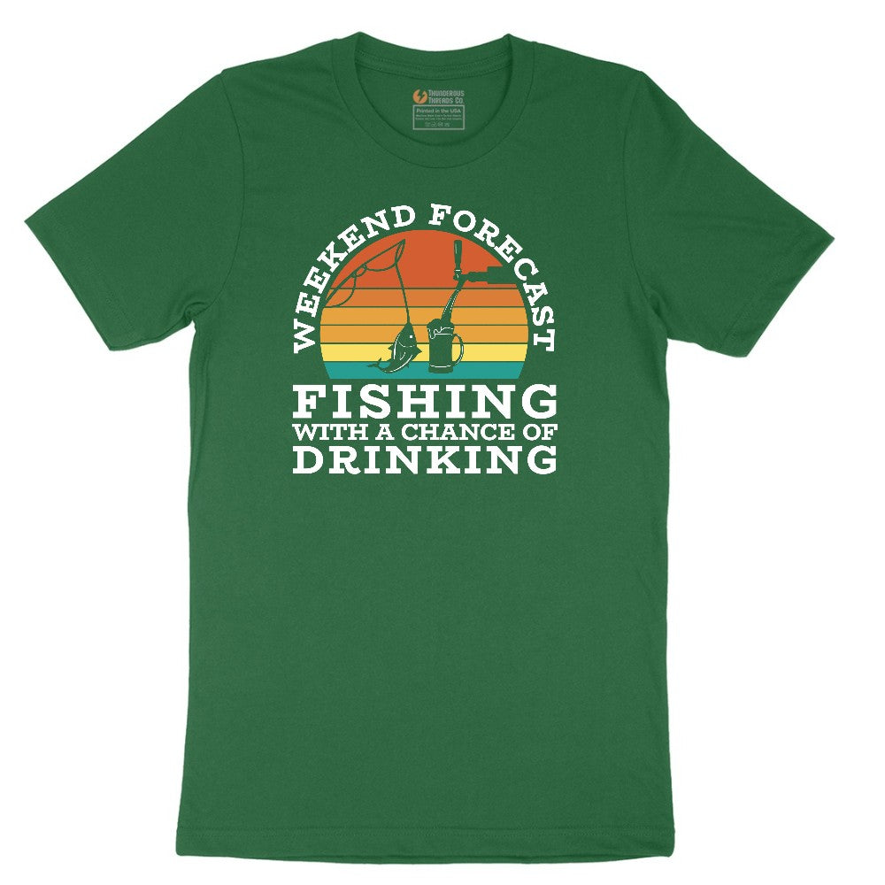 Weekend Forecast Fishing with a Chance of Drinking Short Sleeve Tee - Athletic Kelly