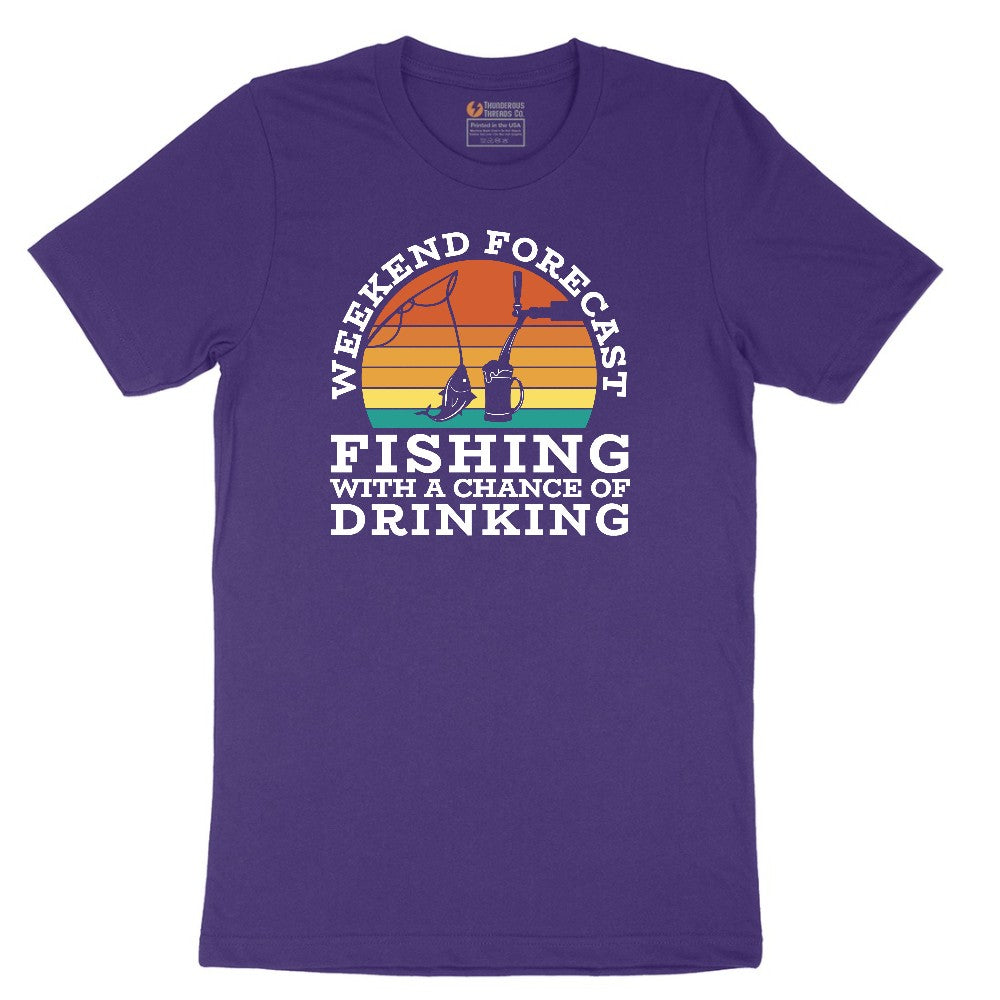 Weekend Forecast Fishing with a Chance of Drinking Short Sleeve Tee - Team Purple