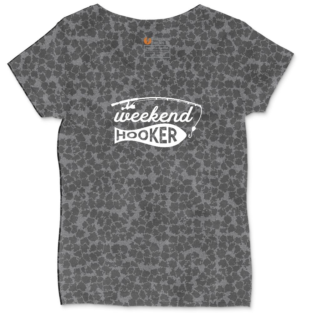Weekend Hooker Ladies Curvy Tee - Black Leopard