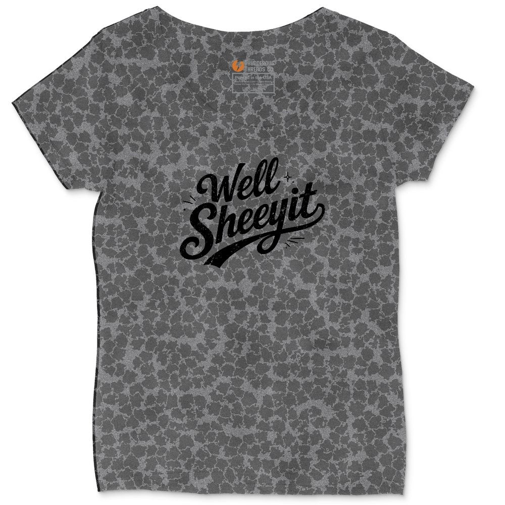 Well Sheeyit Ladies Curvy Tee - Black Leopard