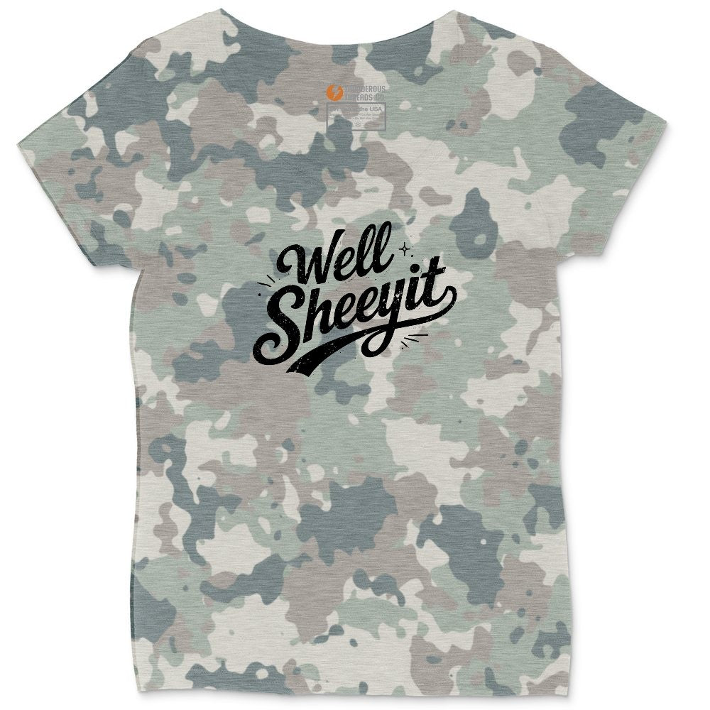 Well Sheeyit Ladies Curvy Tee - Vintage Camo