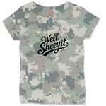 Well Sheeyit Ladies Curvy Tee - Vintage Camo