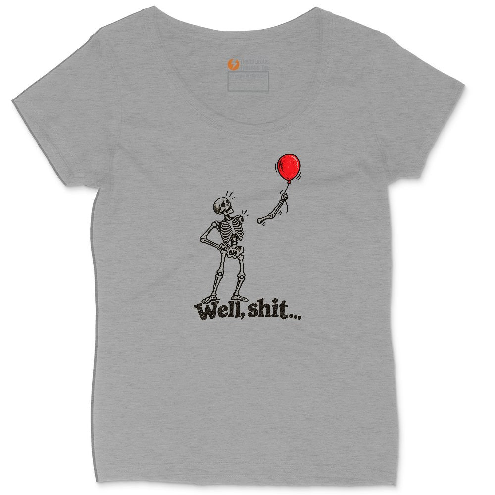 Well Shit Halloween Skeleton Design Ladies Curvy Tee - Granite Heather