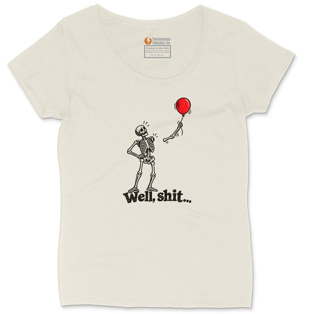 Well Shit Halloween Skeleton Design Ladies Curvy Tee - Natural Heather