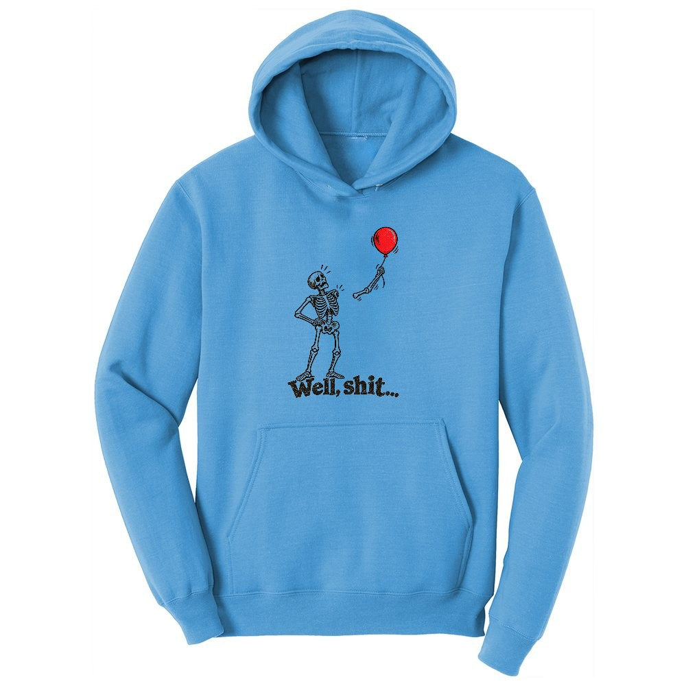 Well Shit Halloween Skeleton Design Ladies Hoodie - Aquatic Blue