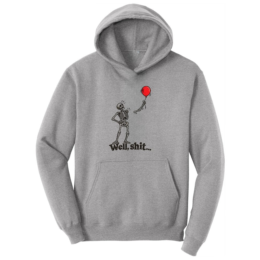 Well Shit Halloween Skeleton Design Ladies Hoodie - Athletic Heather