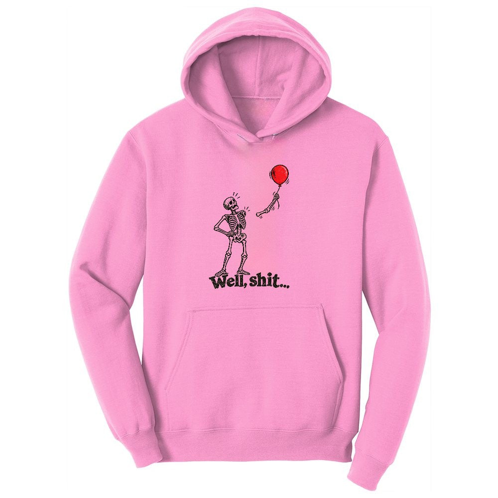 Well Shit Halloween Skeleton Design Ladies Hoodie - Candy Pink