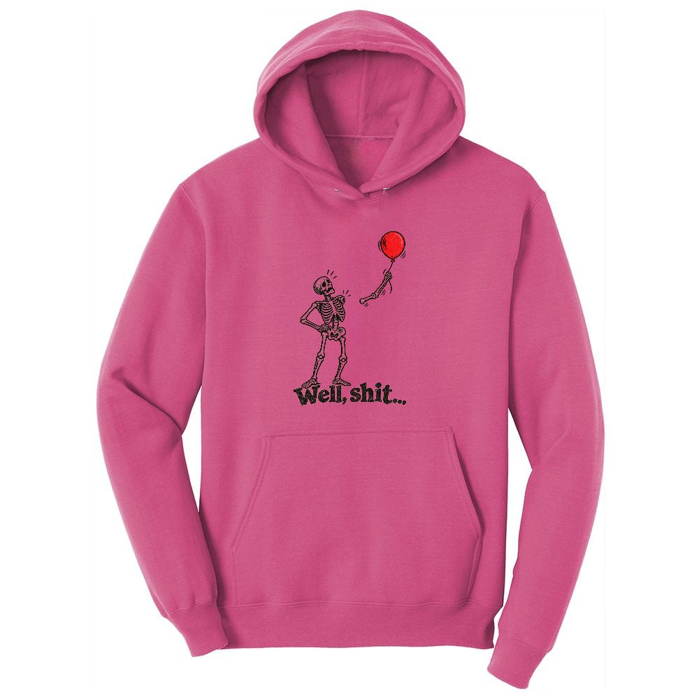 Well Shit Halloween Skeleton Design Ladies Hoodie - Sangria